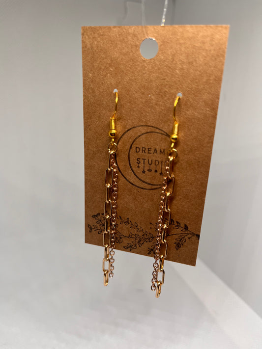 Minimalistic Double Chain Dangle Earrings