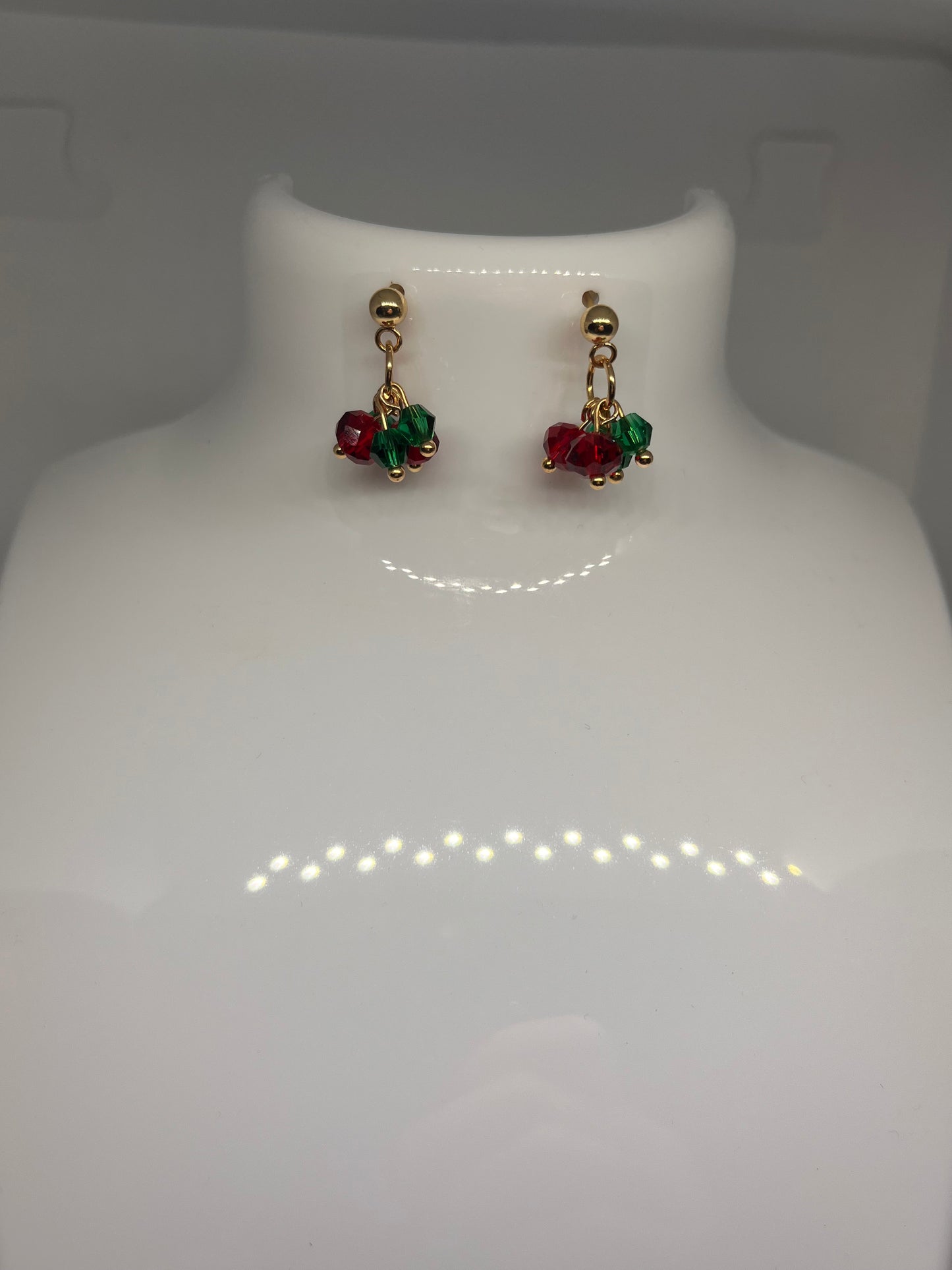 Holly Red and Green Beaded Holiday Earrings